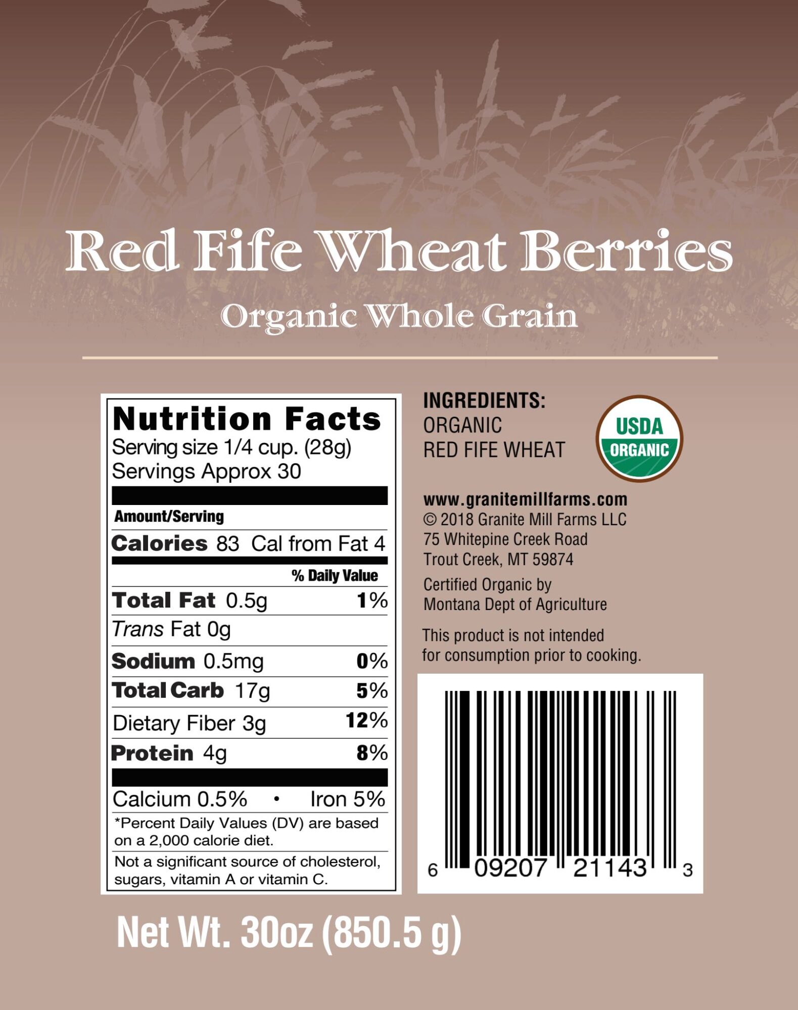 Red Fife Wheat Berries Granite Mill Farms
